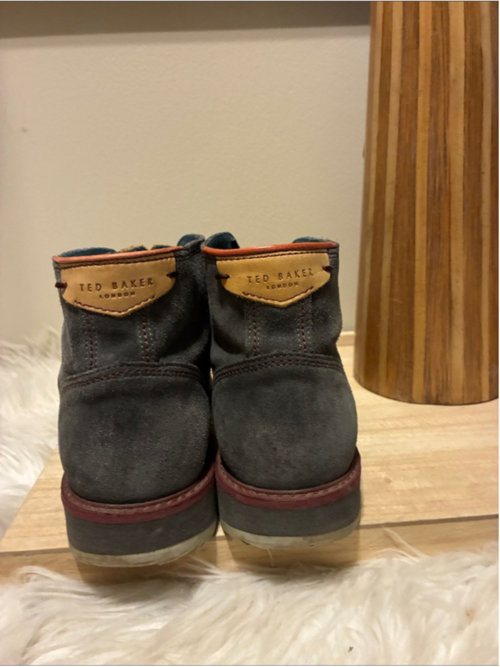 Ted Baker London Gray Suede Chukka Boots with Contrast Trim - Picture 3 of 4
